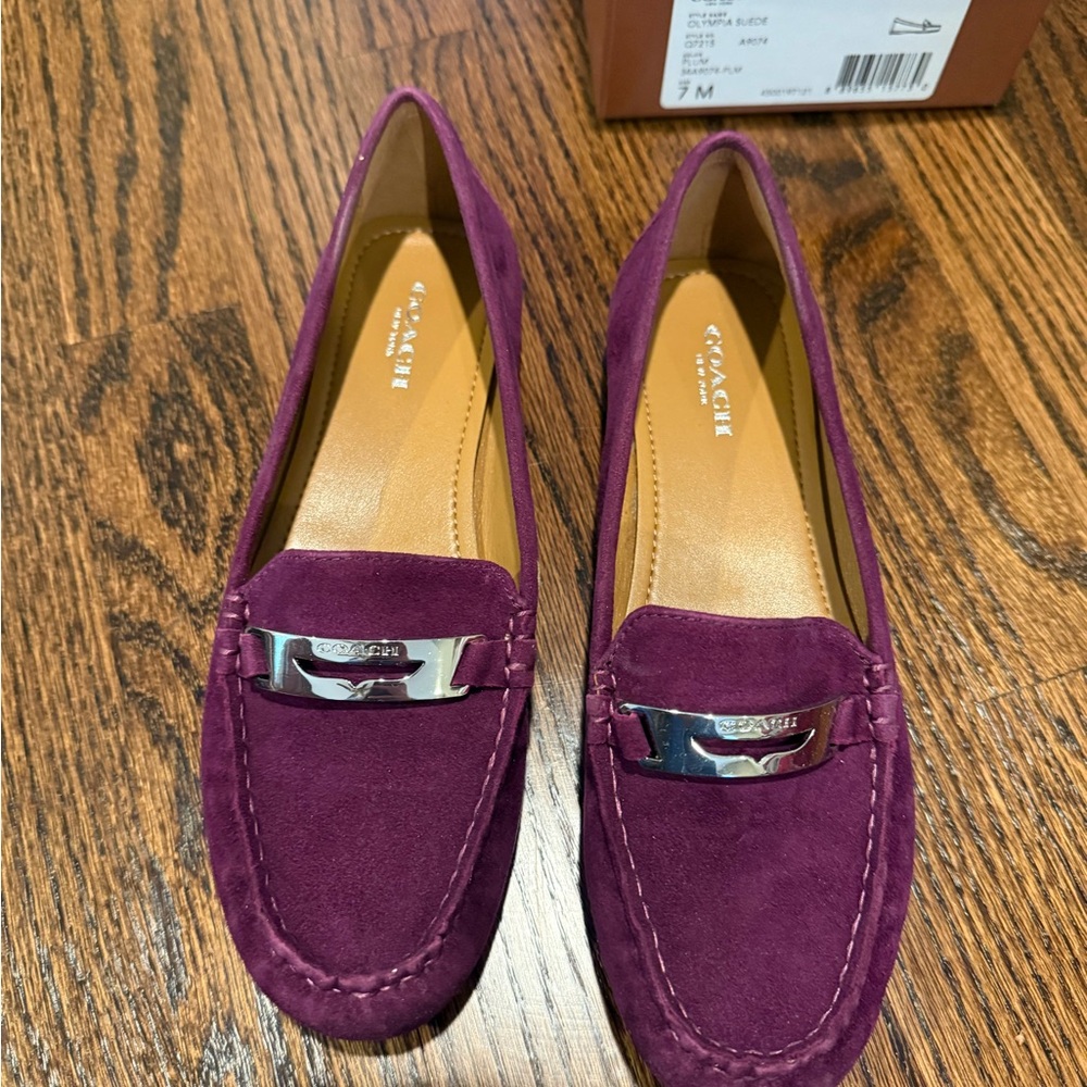 COACH Plum Suede Bit Loafers